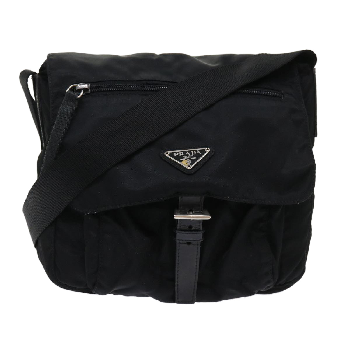 PRADA Shoulder Bag Nylon Black Auth bs6618