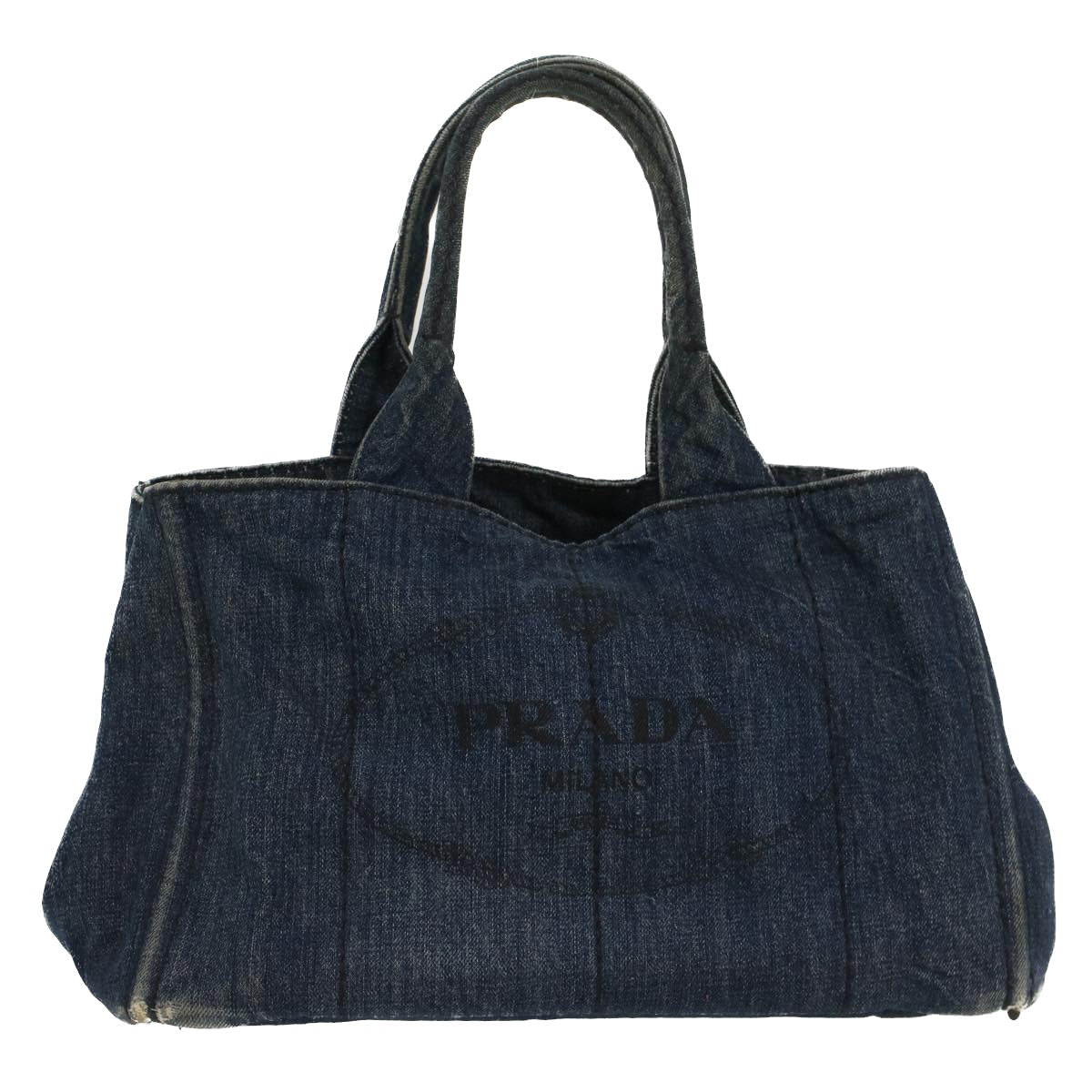 PRADA Kanapa MM Hand Bag Canvas Blue Auth bs6662