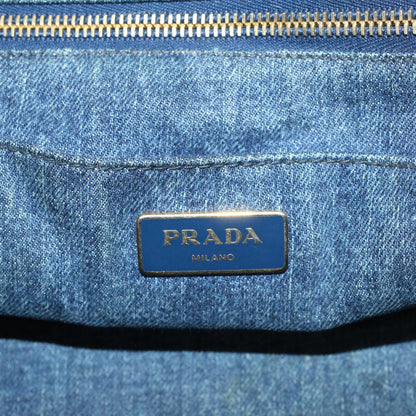 PRADA Kanapa MM Hand Bag Canvas Blue Auth bs6662