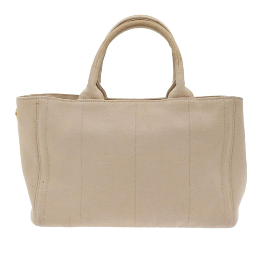 PRADA Bijoux Kanapa PM Hand Bag Canvas Beige Auth bs6865