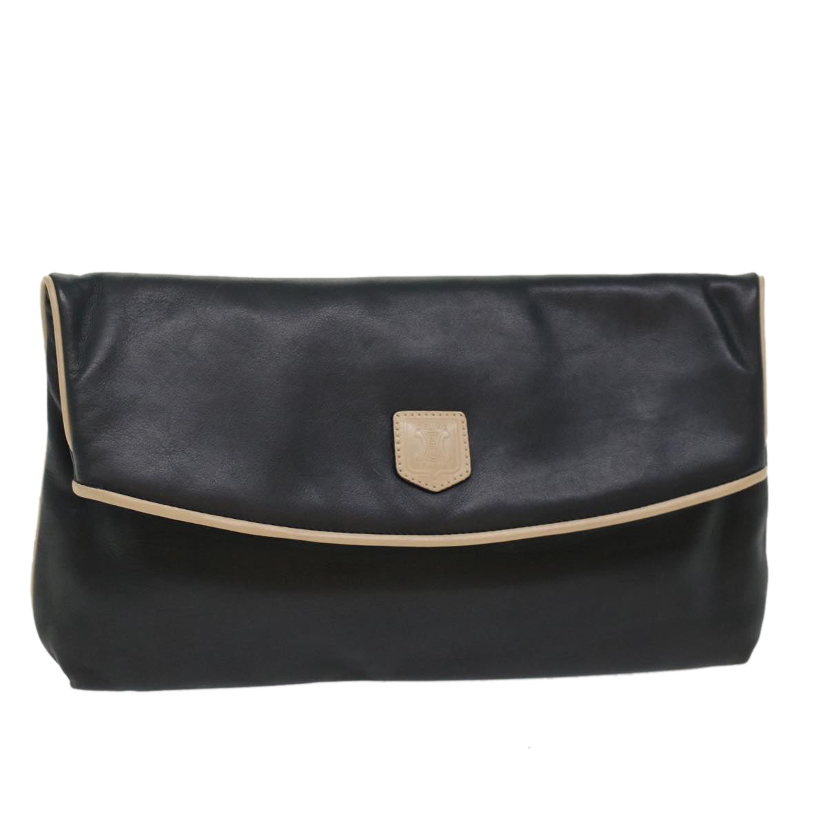 Celine Clutch Bag Leather Navy  bs6874