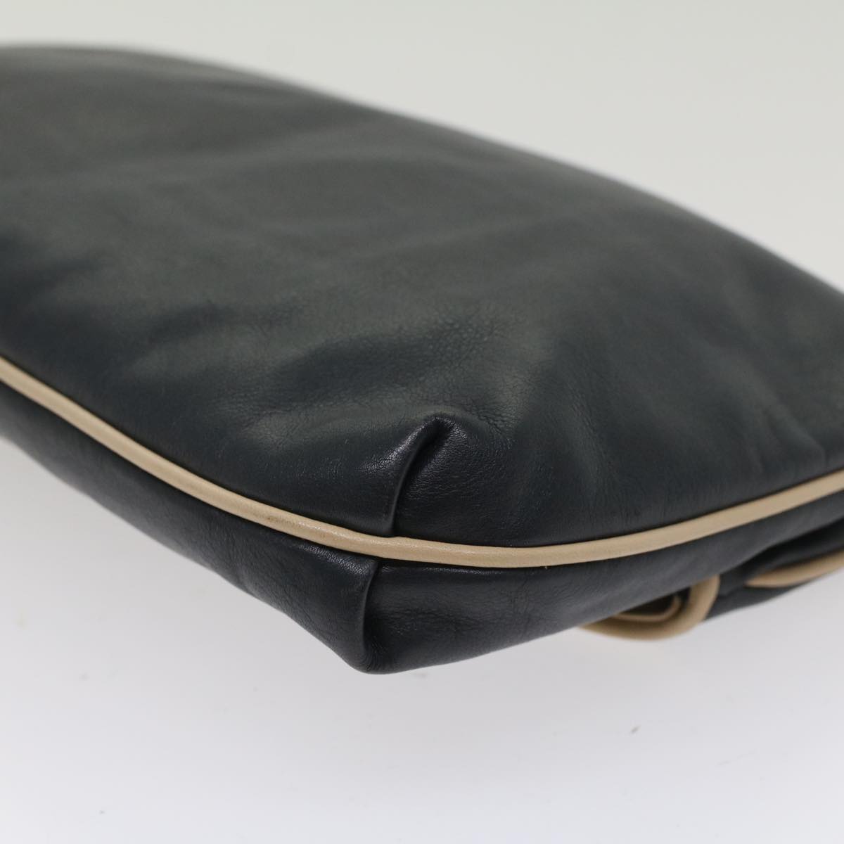 Celine Clutch Bag Leather Navy  bs6874