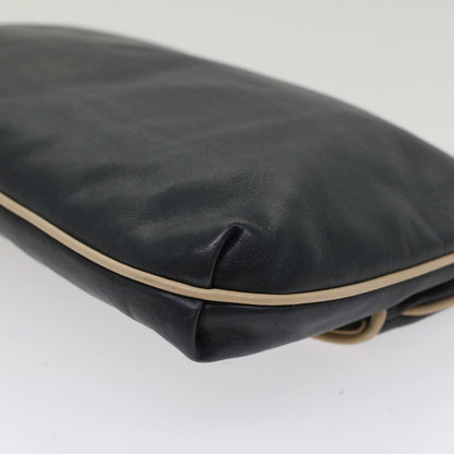 Celine Clutch Bag Leather Navy  bs6874