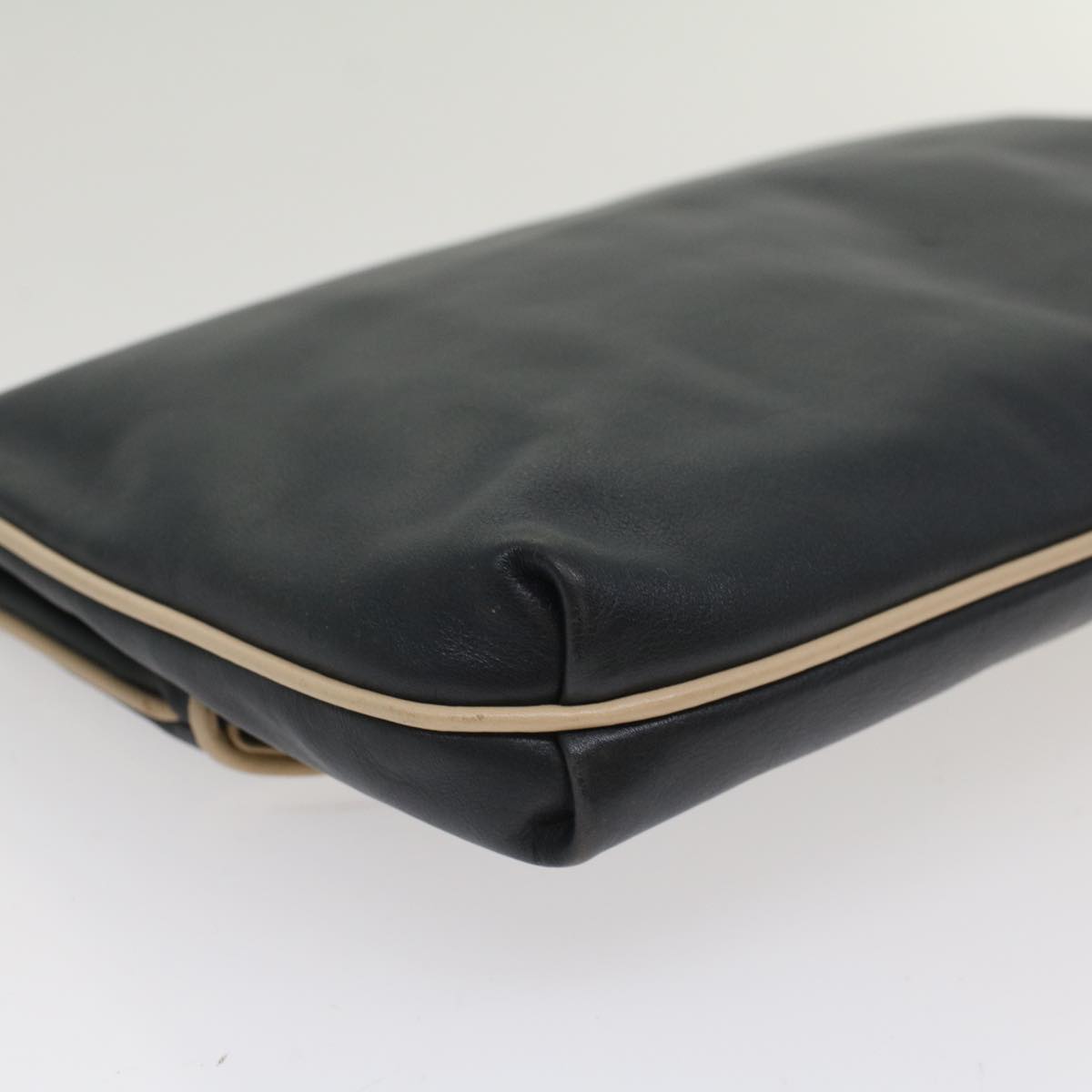 Celine Clutch Bag Leather Navy  bs6874