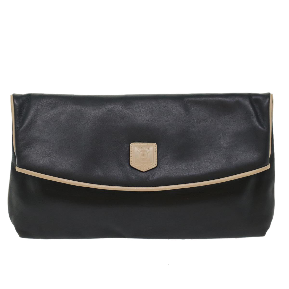 Celine Clutch Bag Leather Navy  bs6874