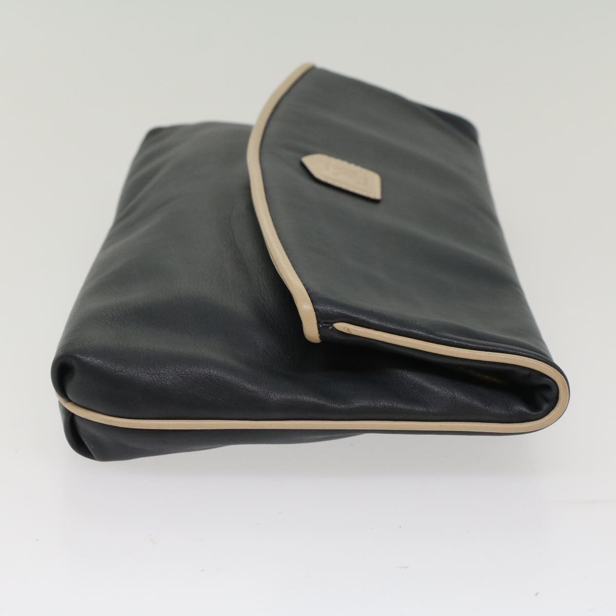Celine Clutch Bag Leather Navy  bs6874