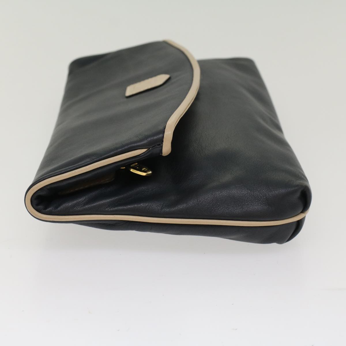 Celine Clutch Bag Leather Navy  bs6874