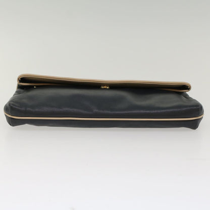Celine Clutch Bag Leather Navy  bs6874