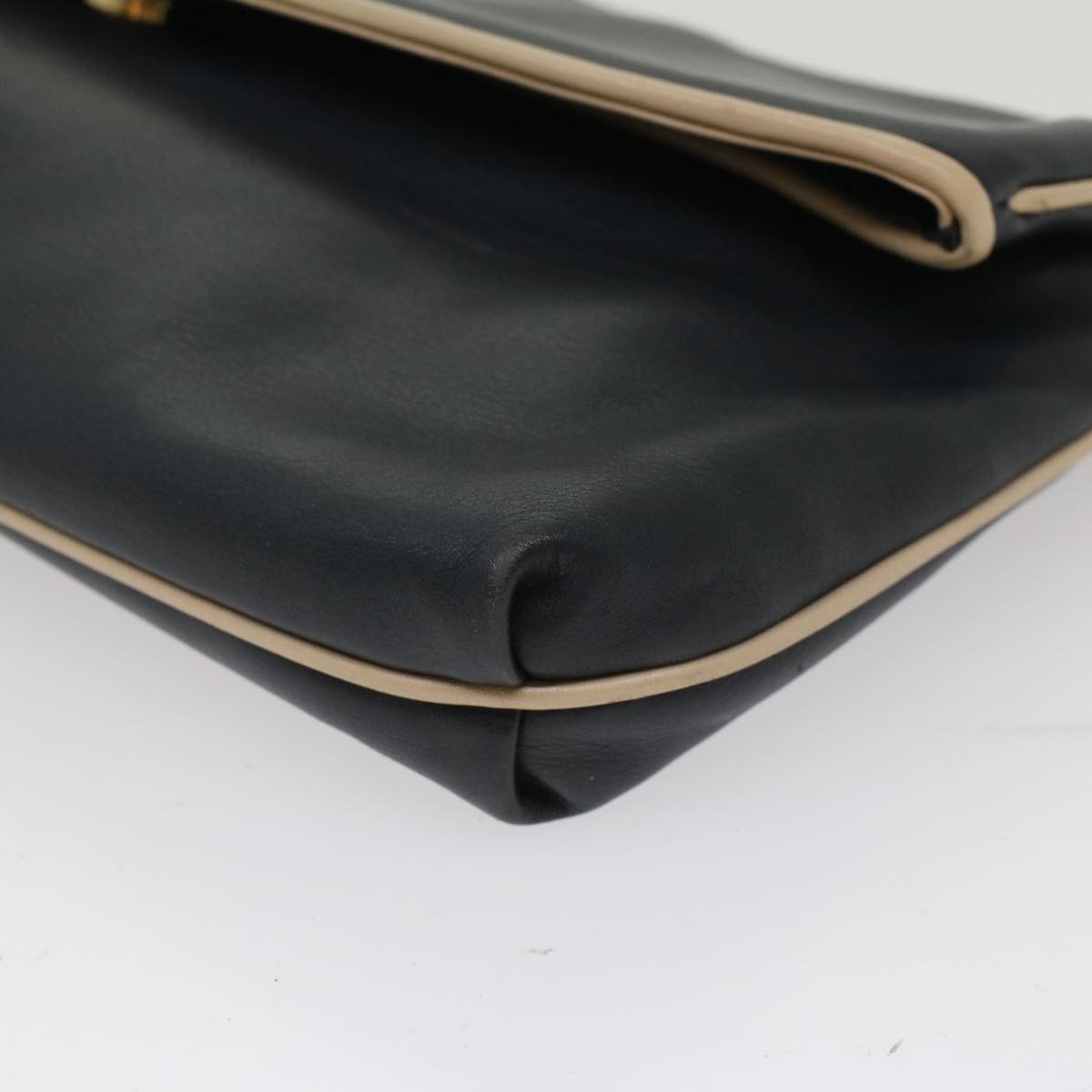 Celine Clutch Bag Leather Navy  bs6874