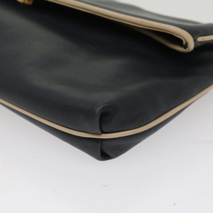 Celine Clutch Bag Leather Navy  bs6874