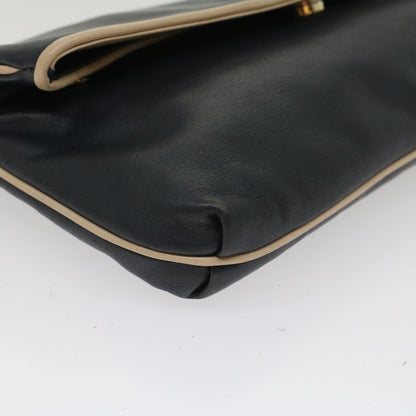 Celine Clutch Bag Leather Navy  bs6874