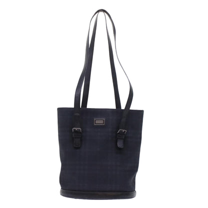 Burberry Nova Check Shoulder Bag Nylon Leather Black Auth bs6954