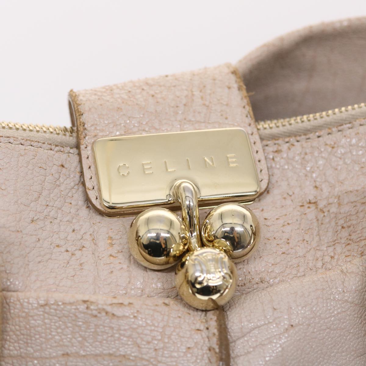 Celine Shoulder Bag Leather Beige  bs6966