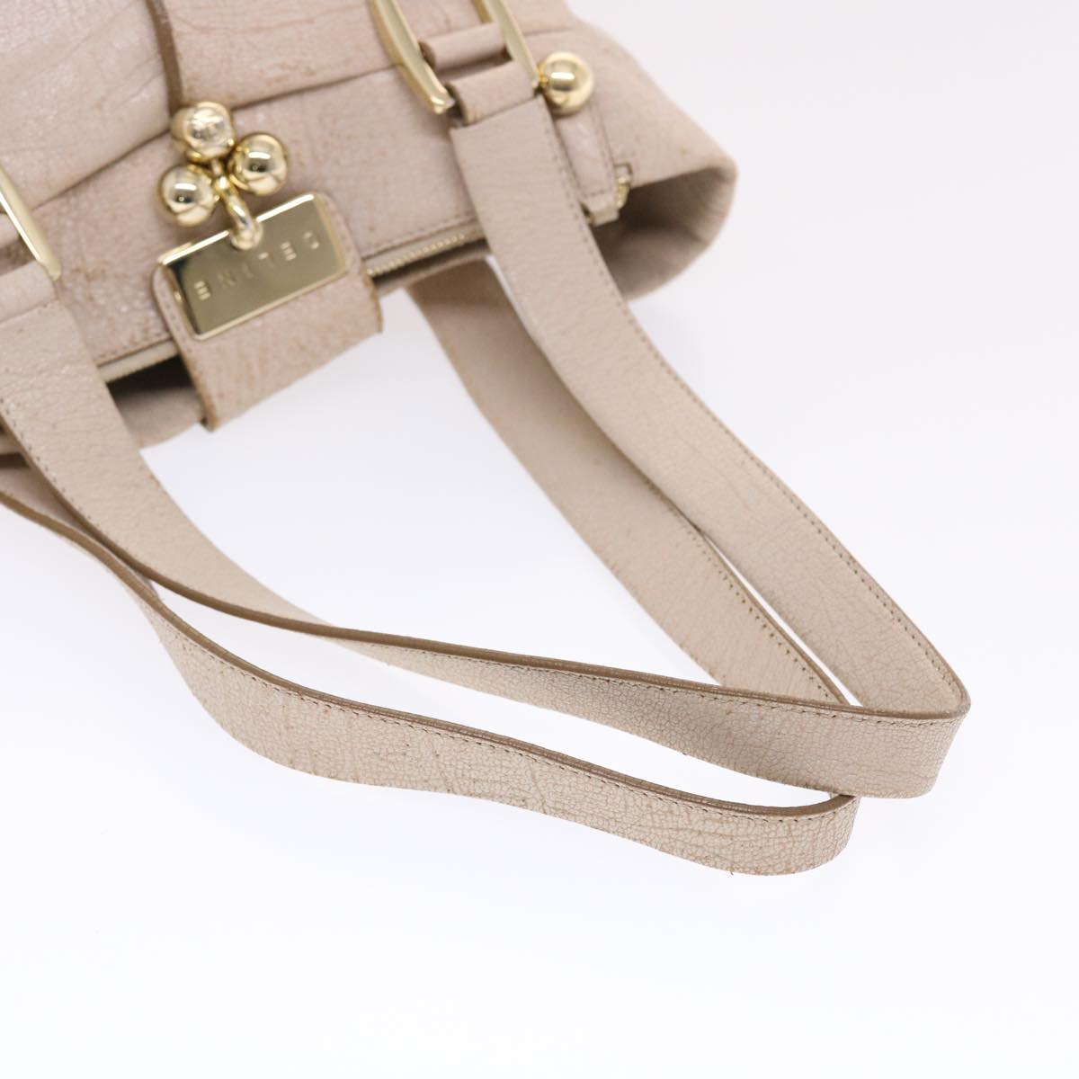 Celine Shoulder Bag Leather Beige  bs6966