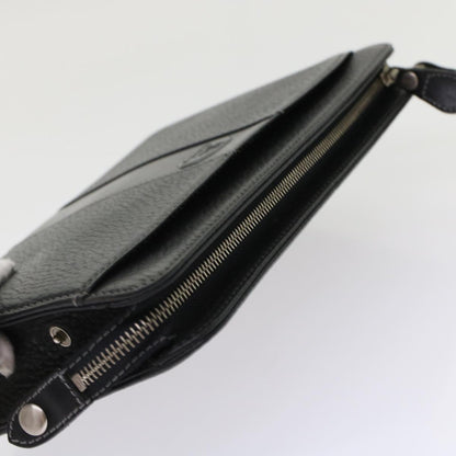 BurberrySs Clutch Bag Leather Black Auth bs7004