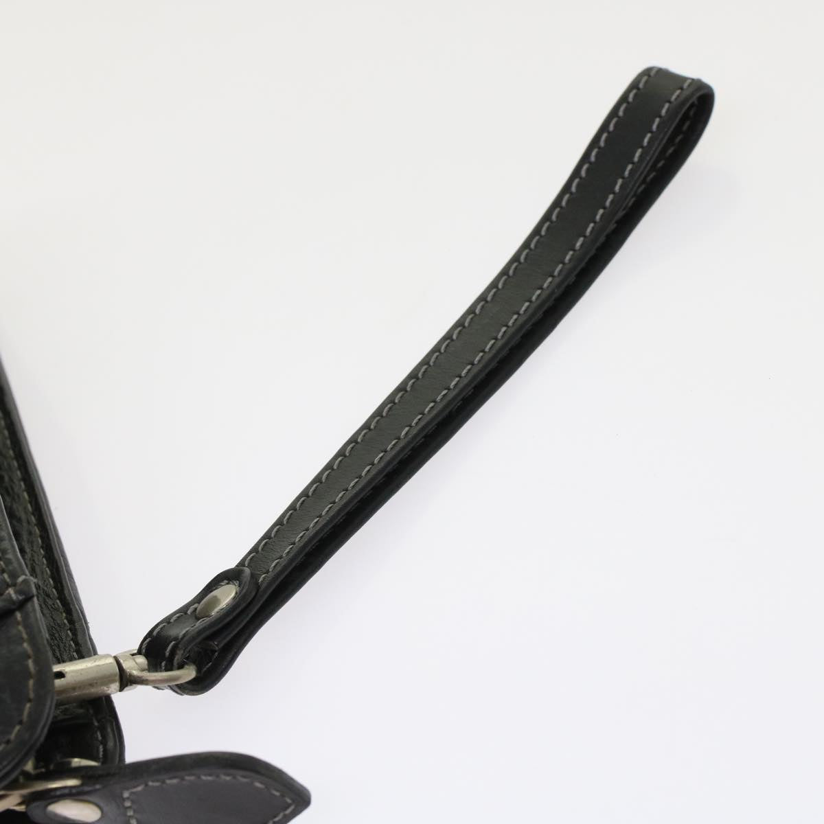 BurberrySs Clutch Bag Leather Black Auth bs7004