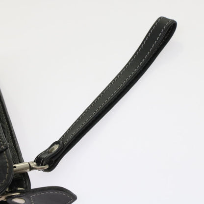 BurberrySs Clutch Bag Leather Black Auth bs7004