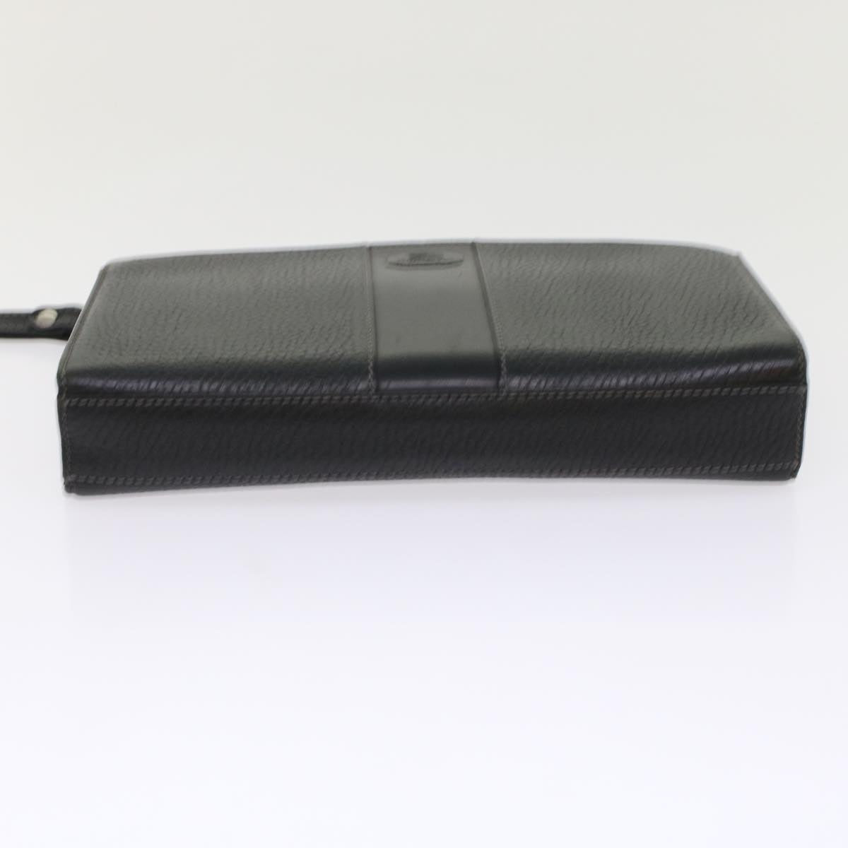 BurberrySs Clutch Bag Leather Black Auth bs7004