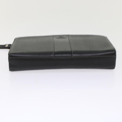 BurberrySs Clutch Bag Leather Black Auth bs7004