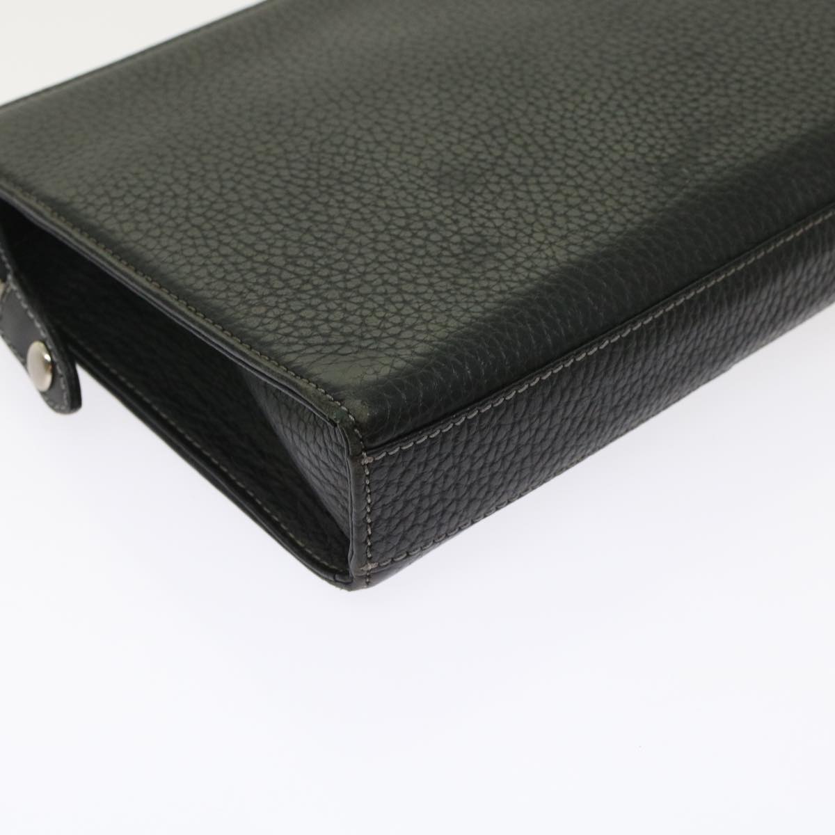 BurberrySs Clutch Bag Leather Black Auth bs7004