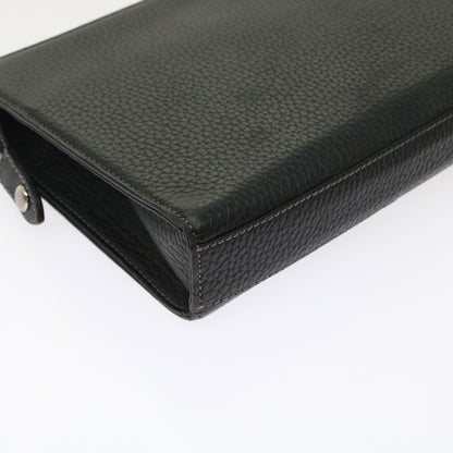 BurberrySs Clutch Bag Leather Black Auth bs7004