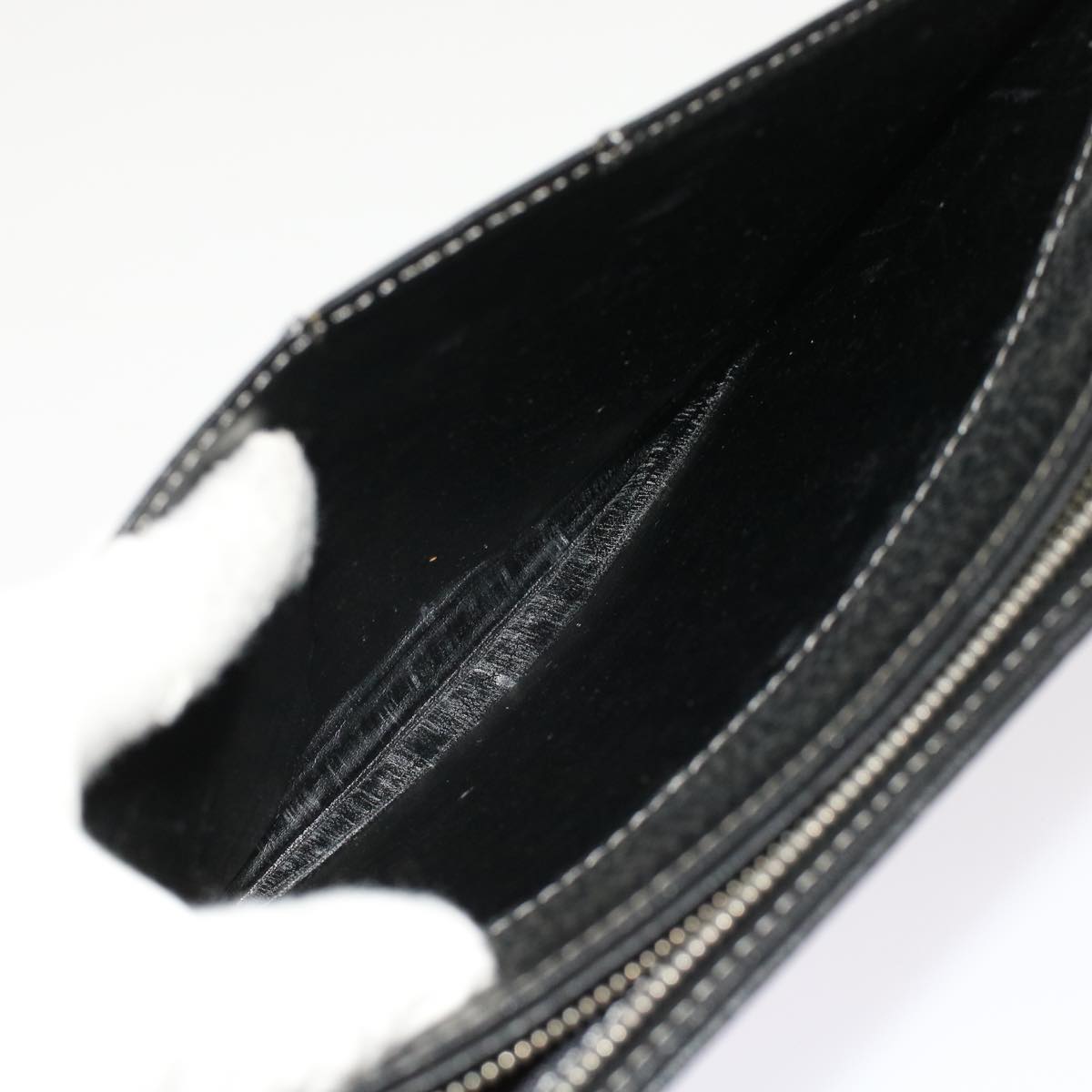 BurberrySs Clutch Bag Leather Black Auth bs7004