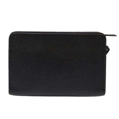 BurberrySs Clutch Bag Leather Black Auth bs7004