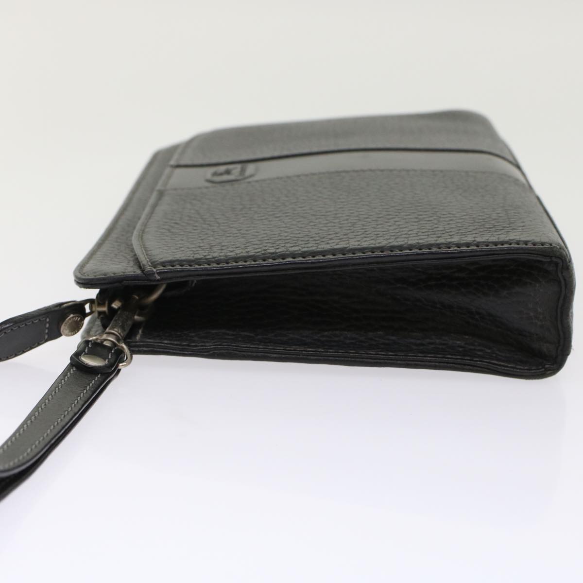BurberrySs Clutch Bag Leather Black Auth bs7004