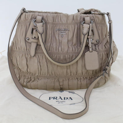 Prada Shoulder Bag Leather 2way Gray  bs7104