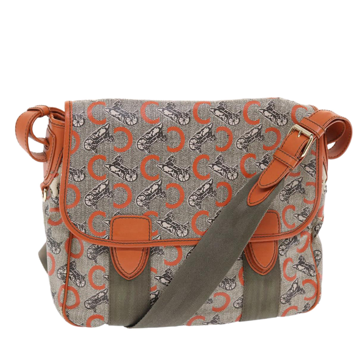 Celine C Macadam Canvas Shoulder Bag Gray  bs7140