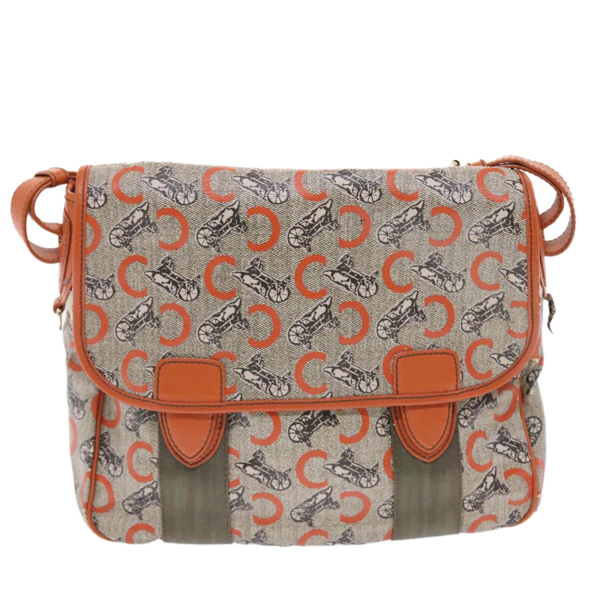 Celine C Macadam Canvas Shoulder Bag Gray  bs7140