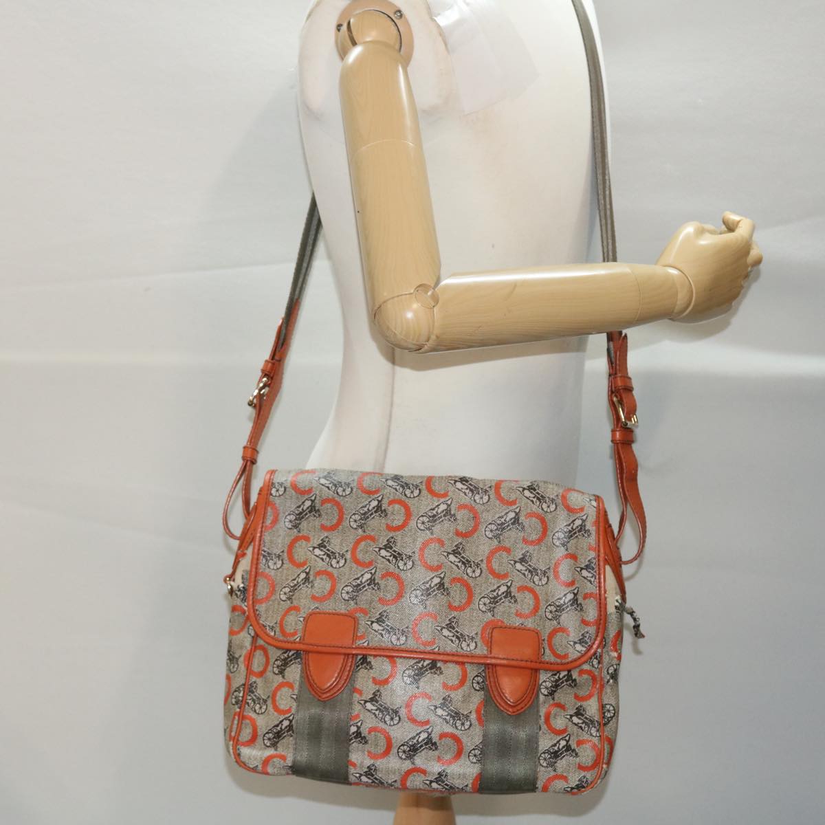Celine C Macadam Canvas Shoulder Bag Gray  bs7140