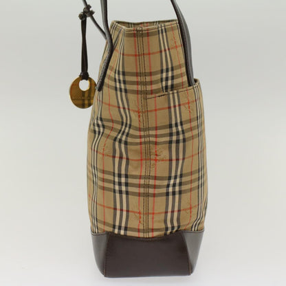 Burberry Nova Check Hand Bag Nylon Beige Auth bs7211