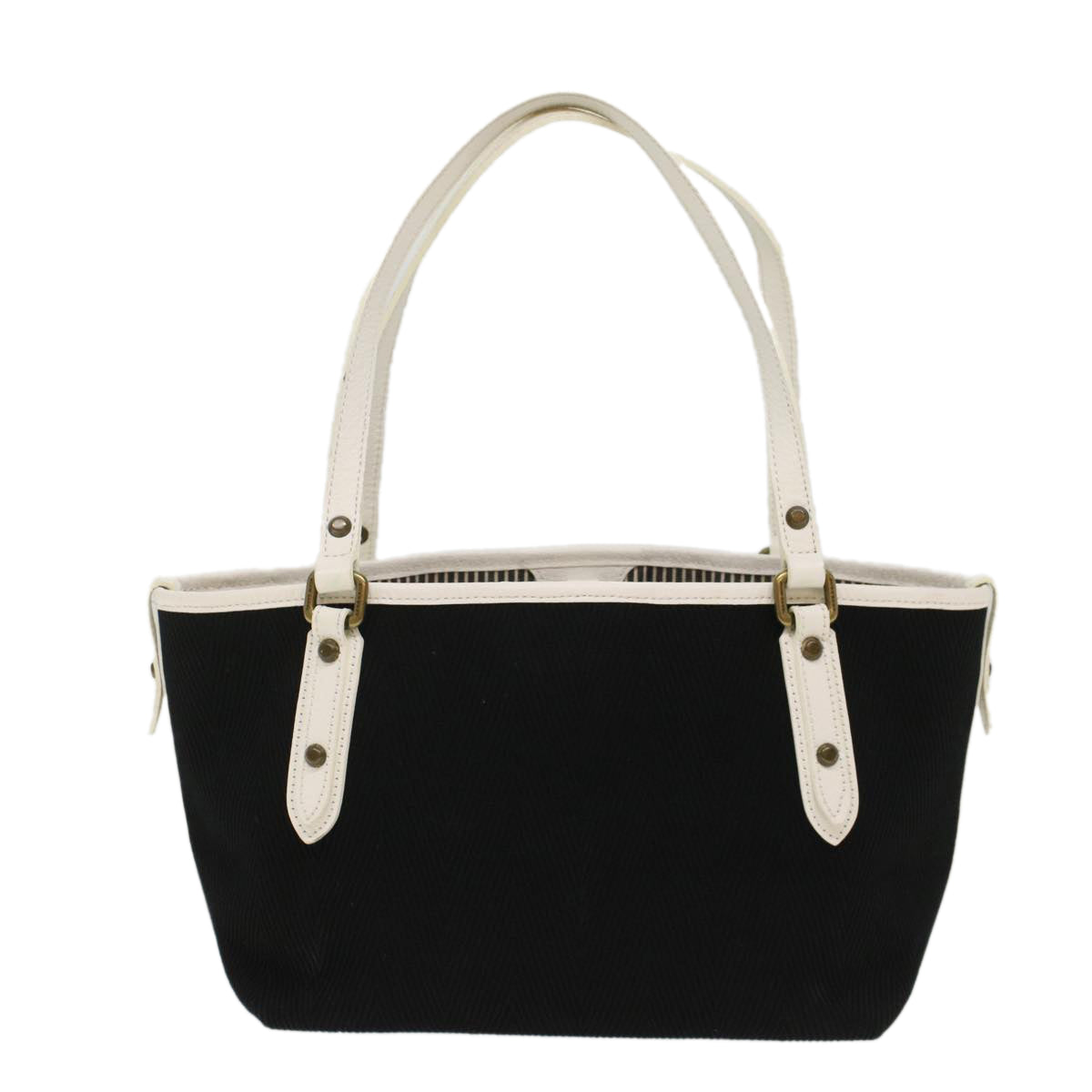 BURBERRY Blue Label Tote Bag Canvas Leather Black Auth Bs7373