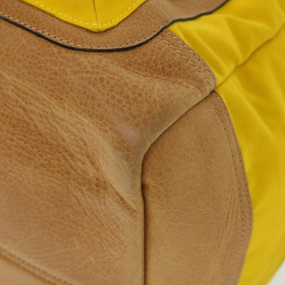 Burberry Shoulder Bag Canvas Leather Yellow Auth bs7538
