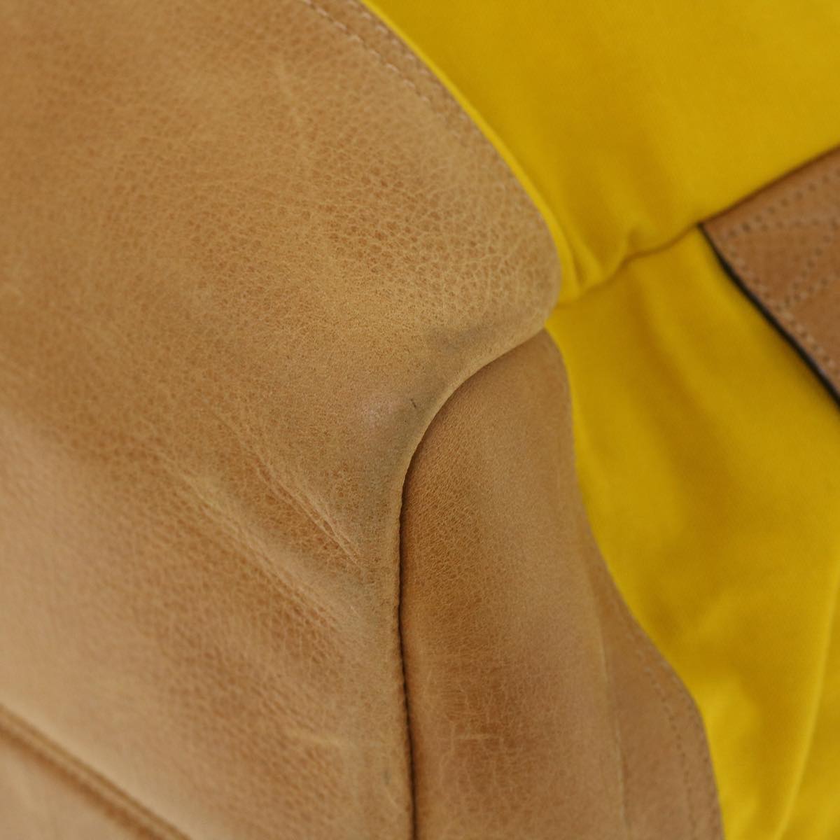 Burberry Shoulder Bag Canvas Leather Yellow Auth bs7538