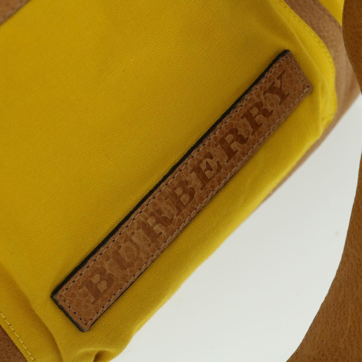 Burberry Shoulder Bag Canvas Leather Yellow Auth bs7538
