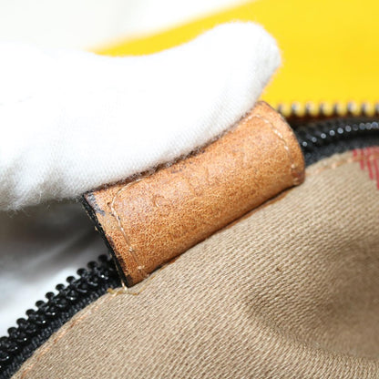 Burberry Shoulder Bag Canvas Leather Yellow Auth bs7538