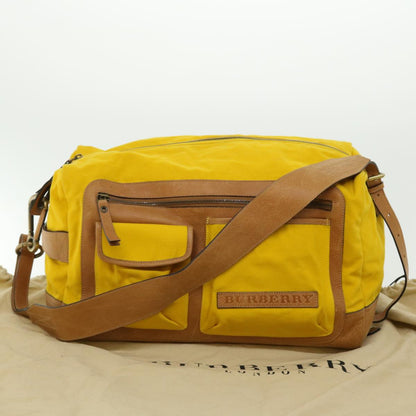 Burberry Shoulder Bag Canvas Leather Yellow Auth bs7538