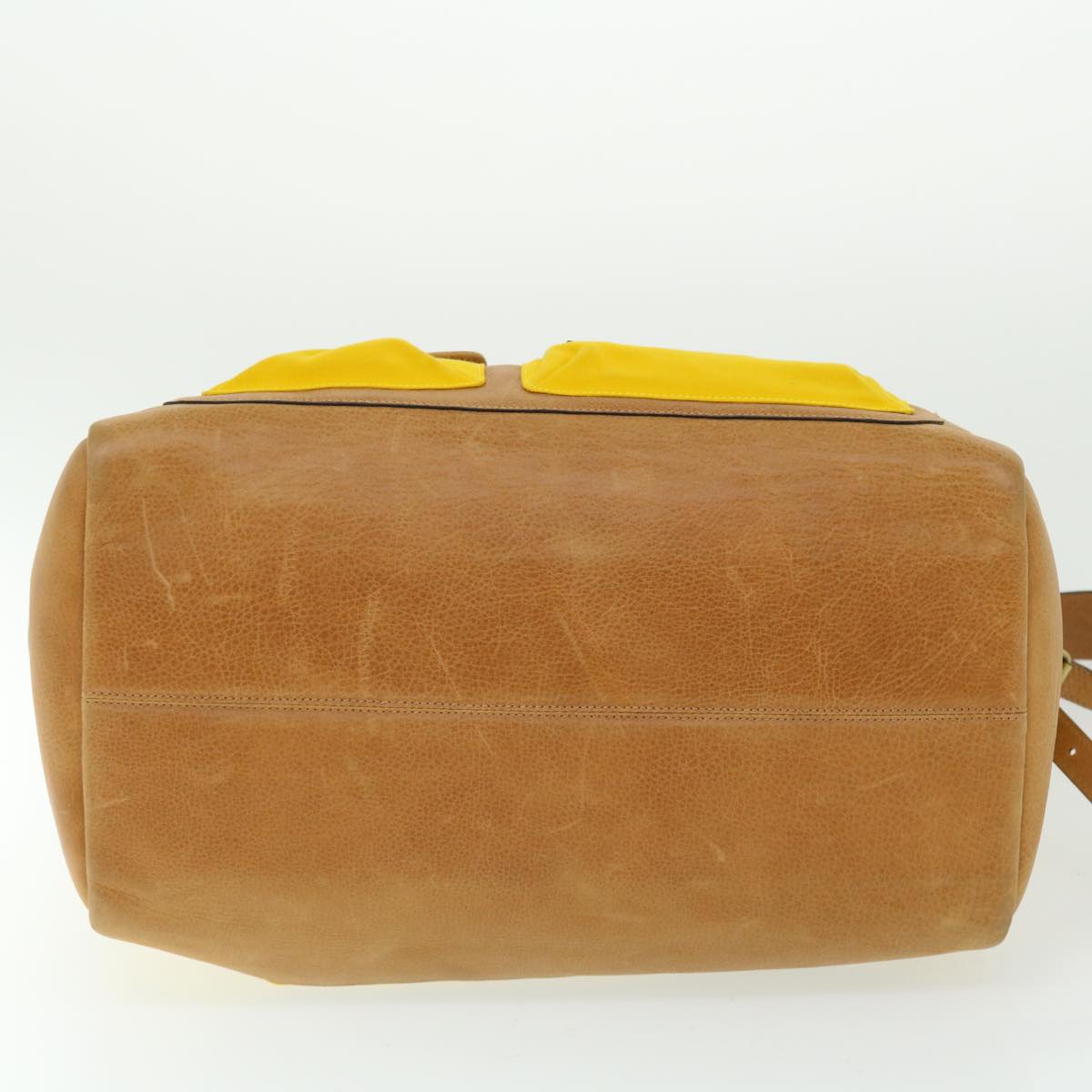 Burberry Shoulder Bag Canvas Leather Yellow Auth bs7538