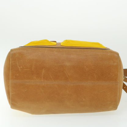 Burberry Shoulder Bag Canvas Leather Yellow Auth bs7538