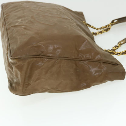 Chanel Chain Shoulder Bag Patent leather Brown CC Auth bs