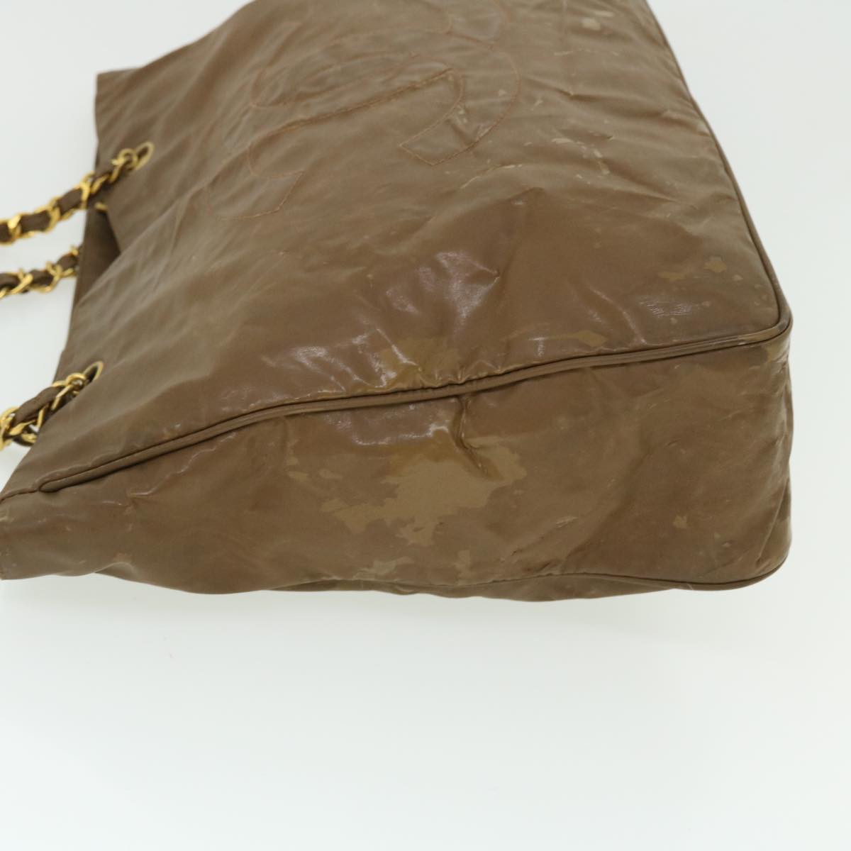 Chanel Chain Shoulder Bag Patent leather Brown CC Auth bs