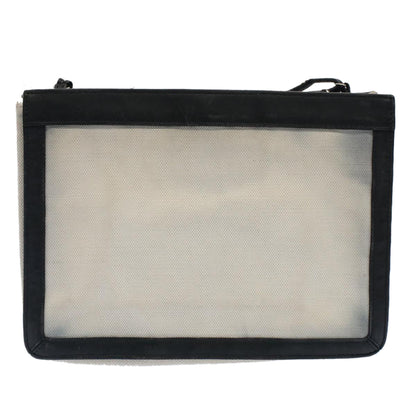 Balenciaga Shoulder Bag Canvas White Black Auth bs7585