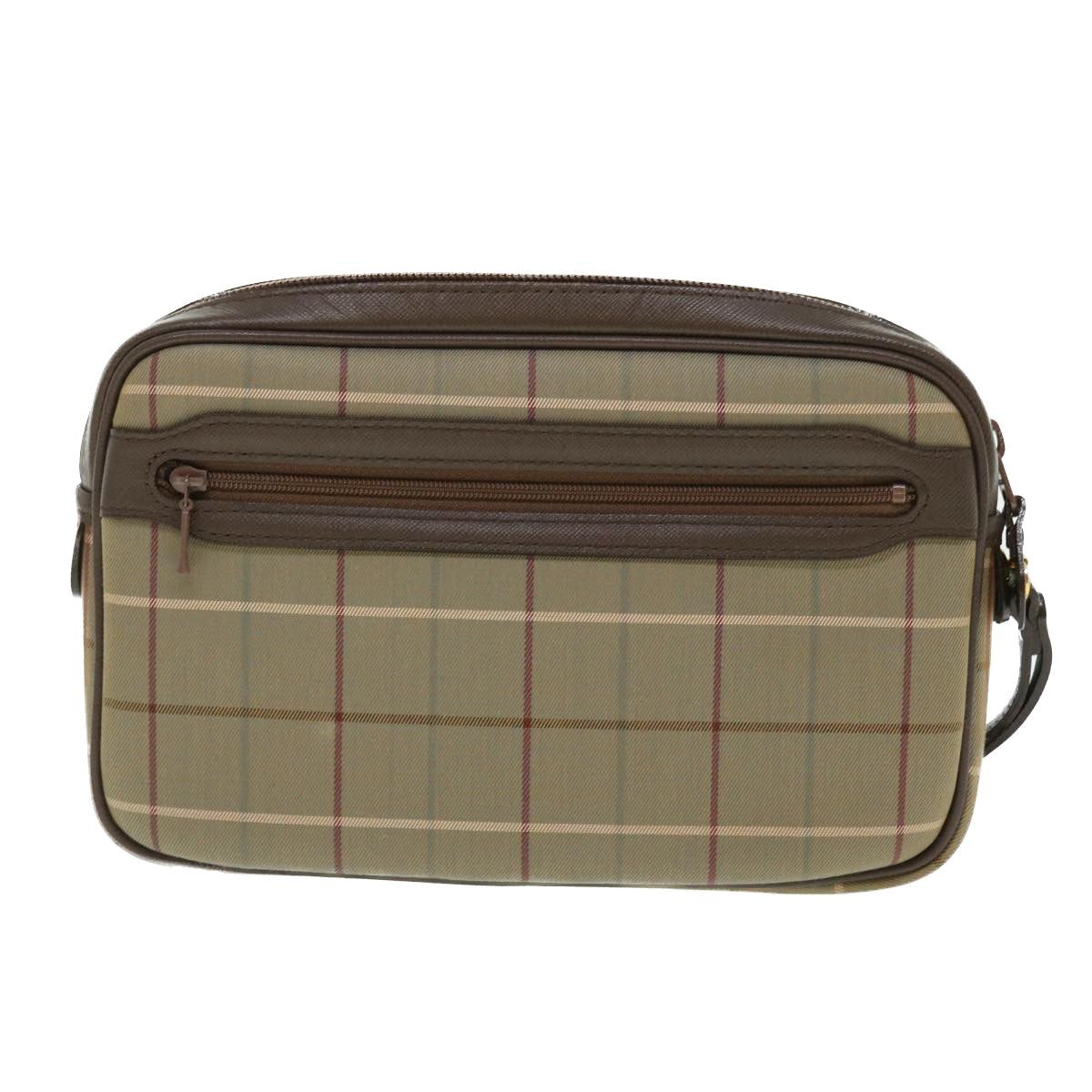 BURBERRY s Nova Check Clutch Bag Canvas Leather Brown Auth Bs7645