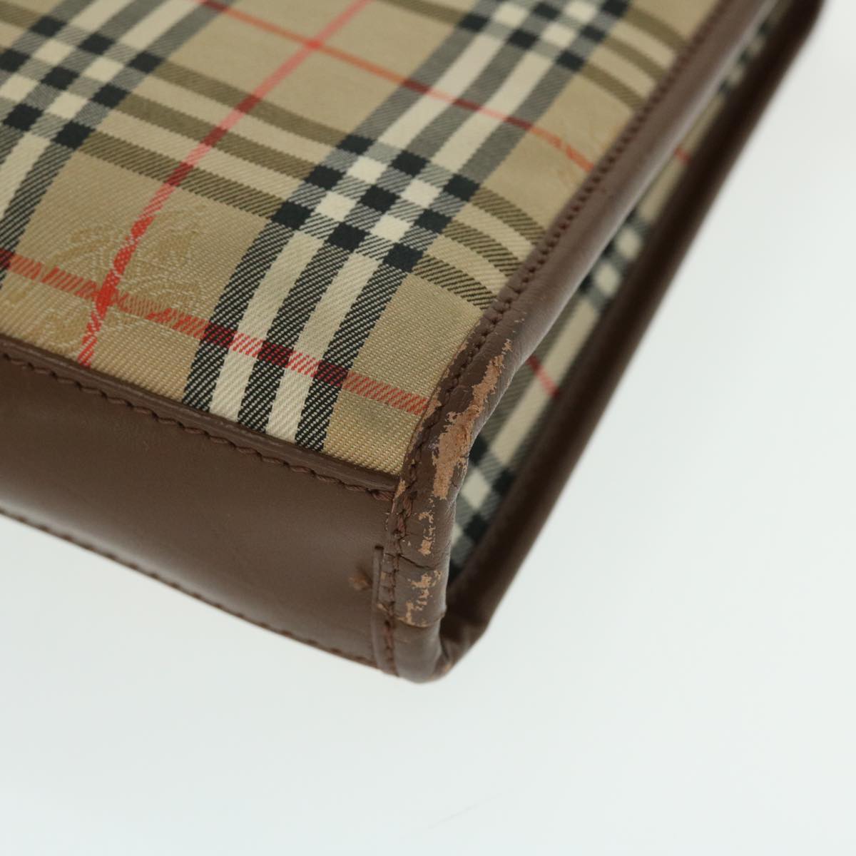 BurberrySs Nova Check Clutch Bag Canvas Leather Brown Beige Auth bs7696