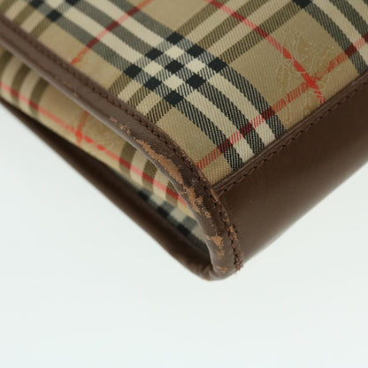 BurberrySs Nova Check Clutch Bag Canvas Leather Brown Beige Auth bs7696