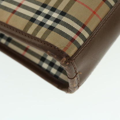BurberrySs Nova Check Clutch Bag Canvas Leather Brown Beige Auth bs7696