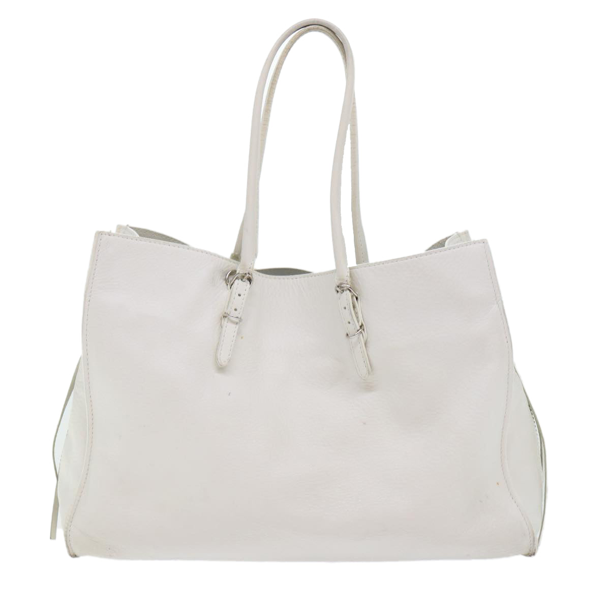 Balenciaga Paper Hand Bag Leather White 432596 Auth bs7729
