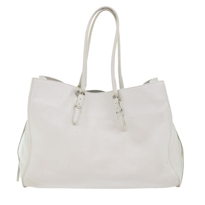 Balenciaga Paper Hand Bag Leather White 432596 Auth bs7729